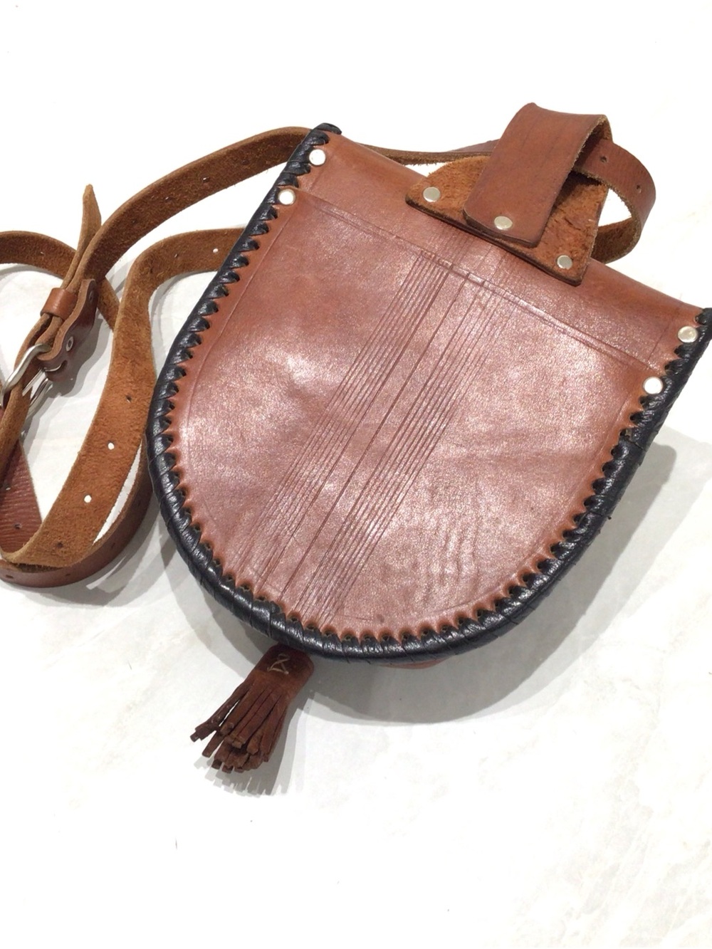 Western Belt Bag or Saddlebag -Leather, -Turquoise Stone - Picture 6 of 8